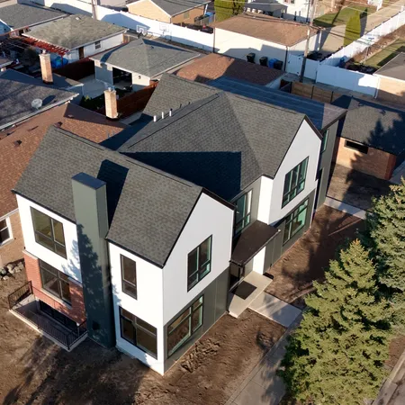 a house with tall trees