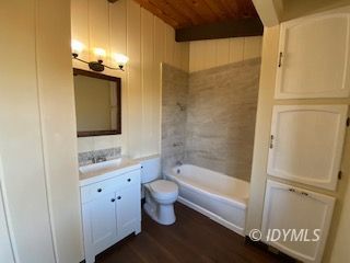 53551 West Ridge Road Idyllwild, CA 92549 - Photo 24 of 33 a bathroom with a double vanity sink toilet and shower