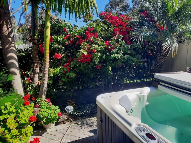 a view of a backyard with flowers