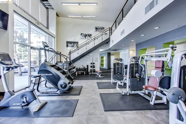 a view of a room with gym equipment