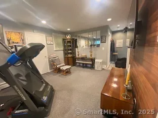 a view of entryway and workspace
