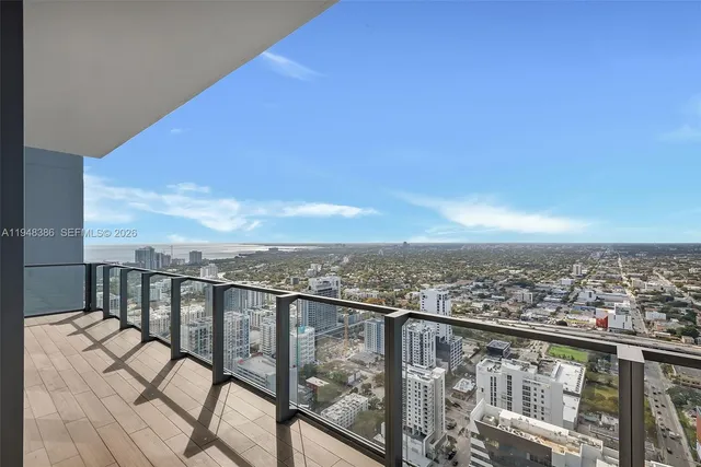 a view of city from a balcony