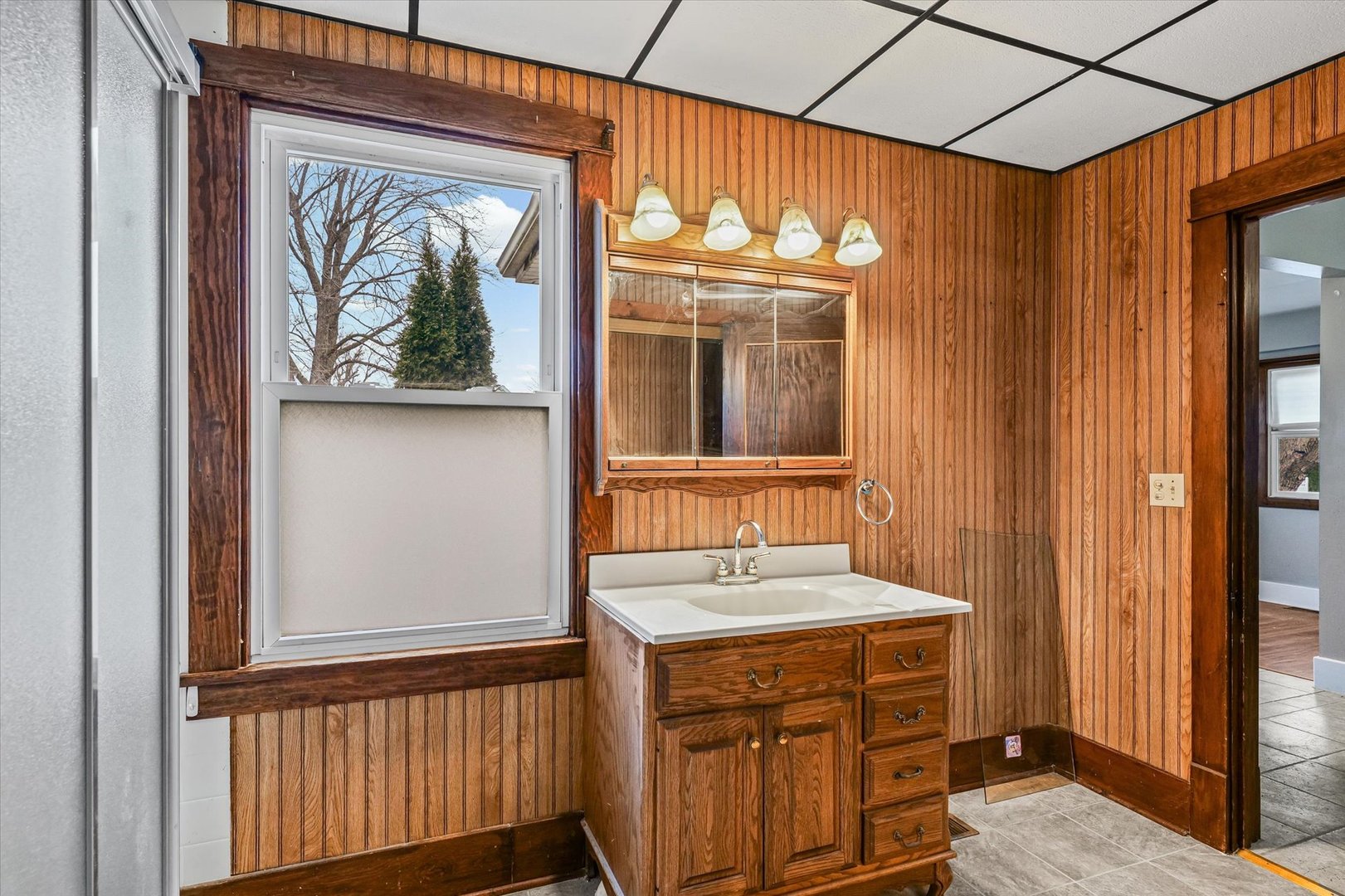 113 Columbus Street Sibley, IL 61773 - Photo 20 of 39 a bathroom with a sink a vanity and a mirror