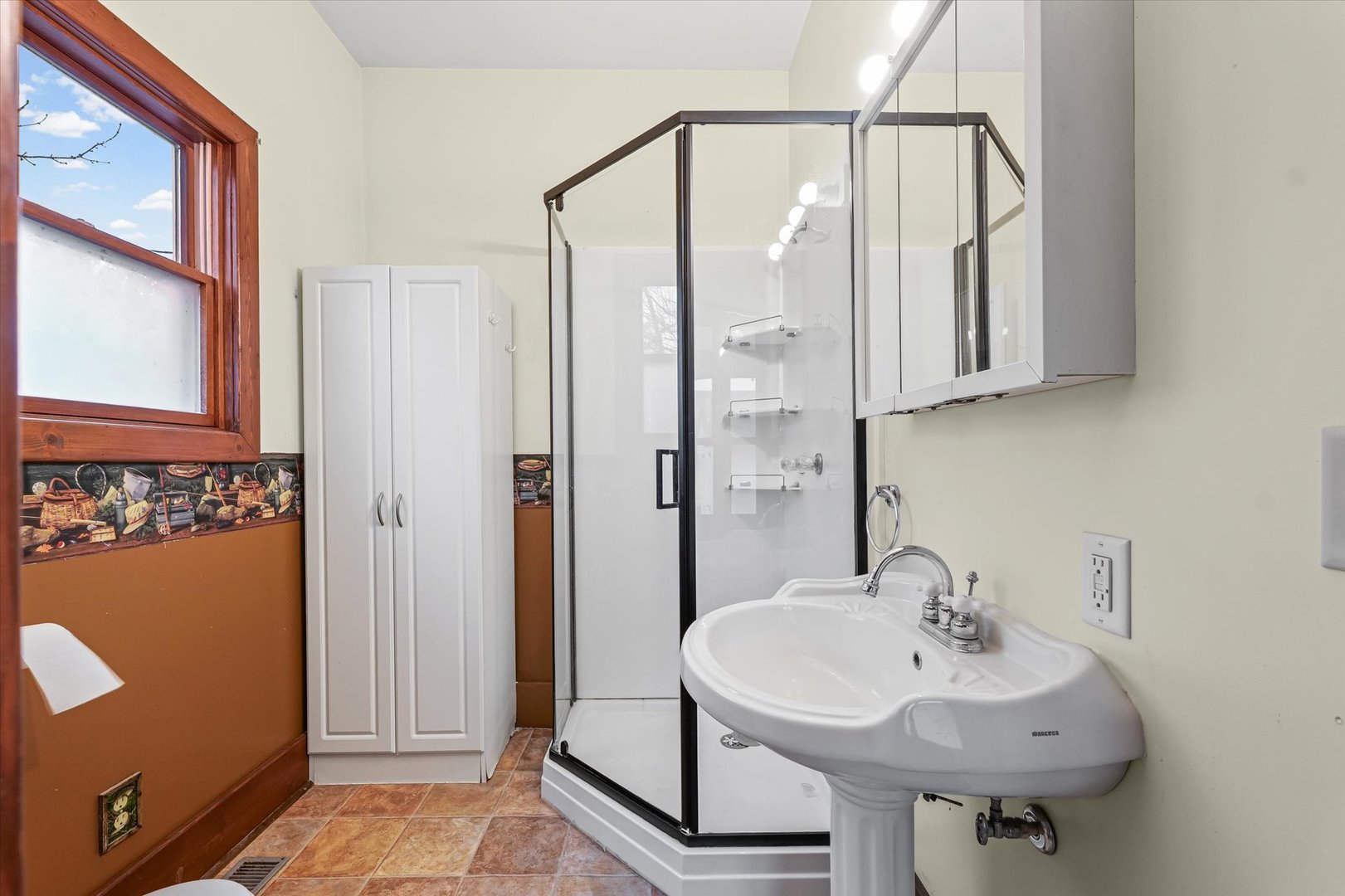 113 Columbus Street Sibley, IL 61773 - Photo 23 of 39 a bathroom with a sink a mirror and a shower