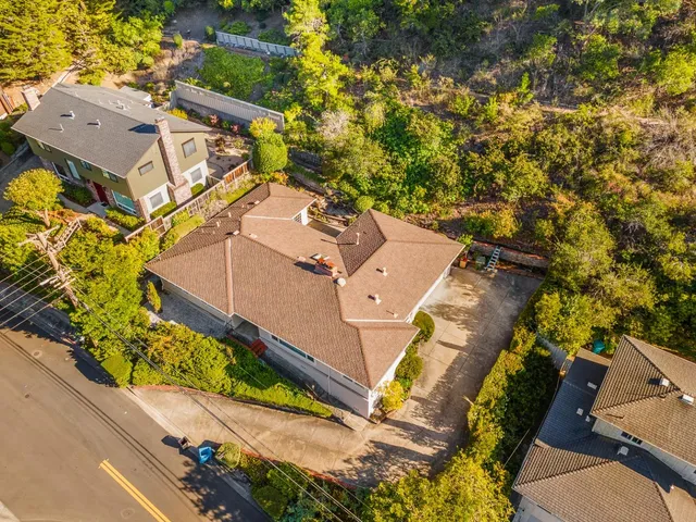 an aerial view of a house
