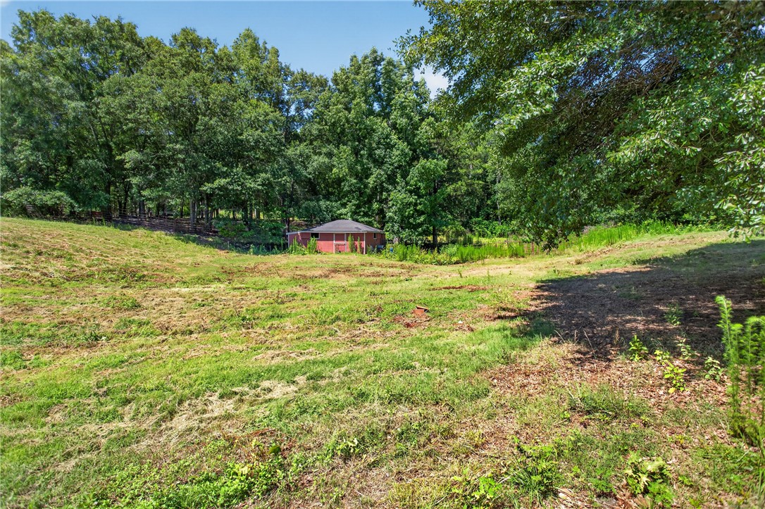 0 Seneca Springs Landing Road Seneca, SC 29678 - Photo 16 of 39 A verdant, open field slopes gently towards a backdrop of mature woodlands and a small, inviting structure.