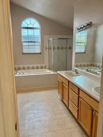 a bathroom with a sink a vanity and mirror