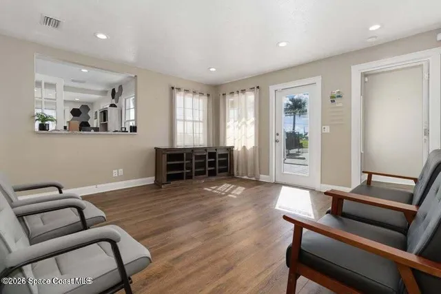 a living room with furniture