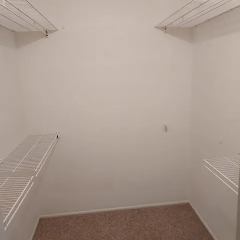 a view of a room with racks on the wall