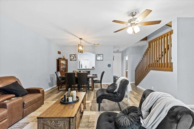 a living room with furniture