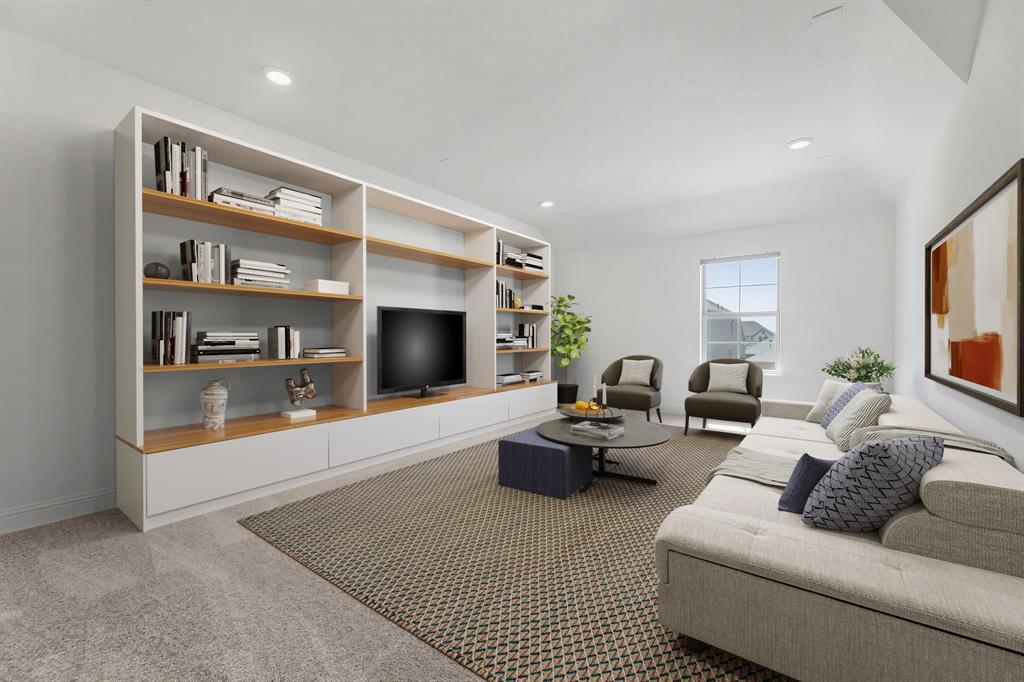3120 Stonelake Ridge Lewisville, TX 75010 - Photo 24 of 40 a living room with furniture and a flat screen tv