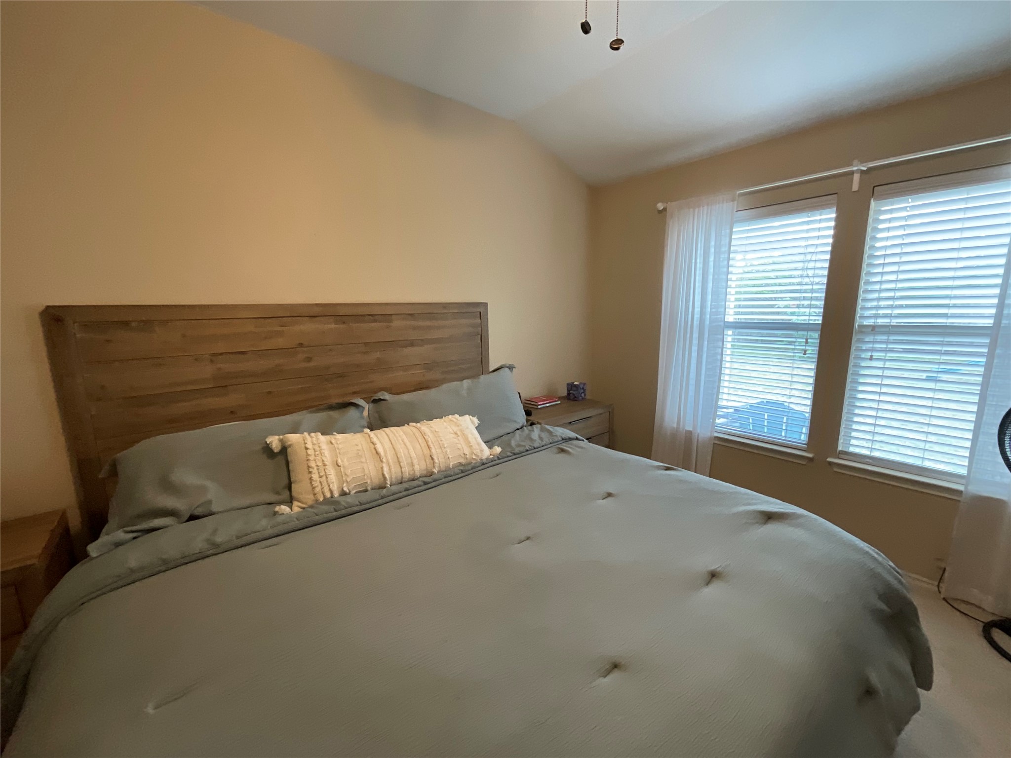 14013 Rountree Ranch Lane Austin, TX 78717 - Photo 9 of 19 Bedroom featuring vaulted ceiling and light colored carpet