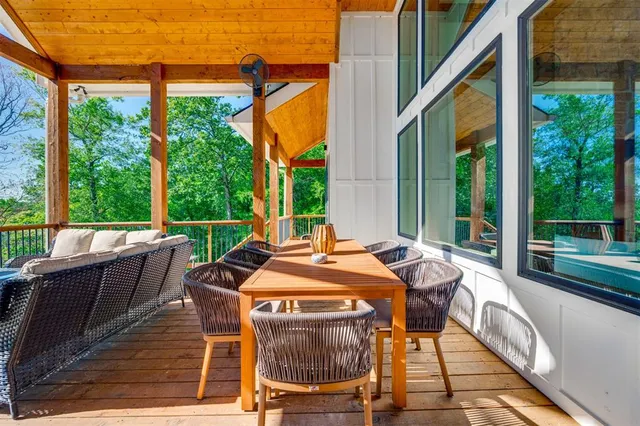 a outdoor view with a sitting space