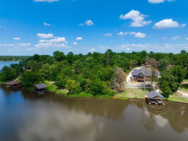 a view of a lake with houses