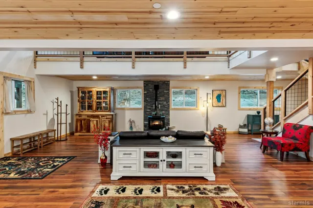 a kitchen with a stove and cabinets