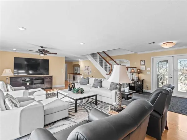 a kitchen with stainless steel appliances a refrigerator a stove a sink and dishwasher