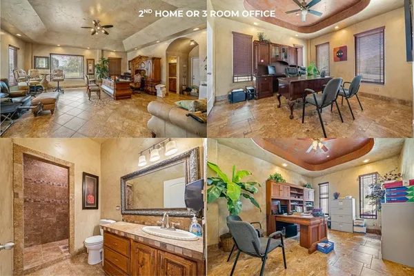 a view of a lake with roof deck and seating space