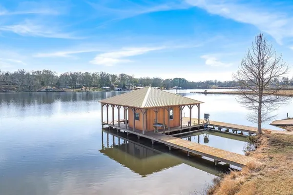 a view of a lake with outdoor space