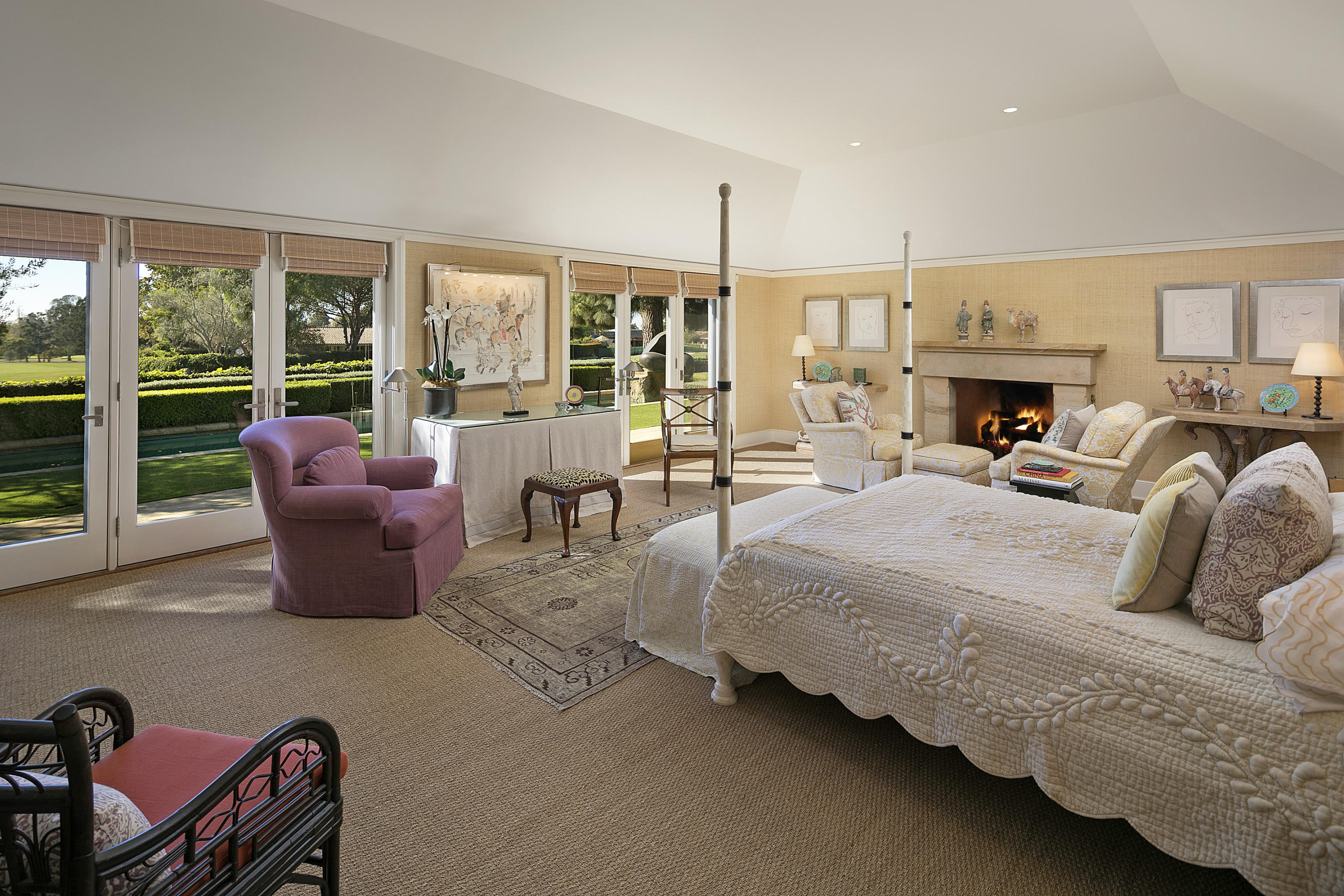 2159 Boundary Drive Montecito, CA 93108 - Photo 7 of 14 a bedroom with furniture fireplace and large window