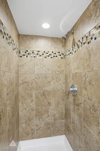 a bathroom with shower