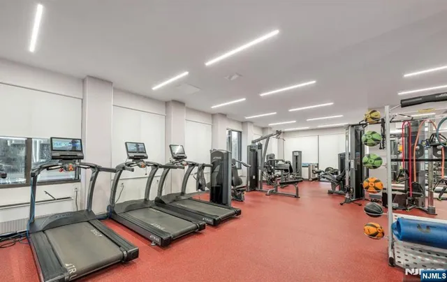 a view of a room with gym equipment