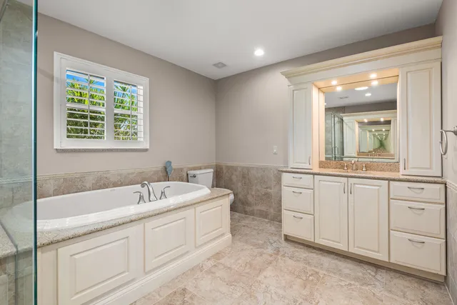 a bathroom with a bathtub