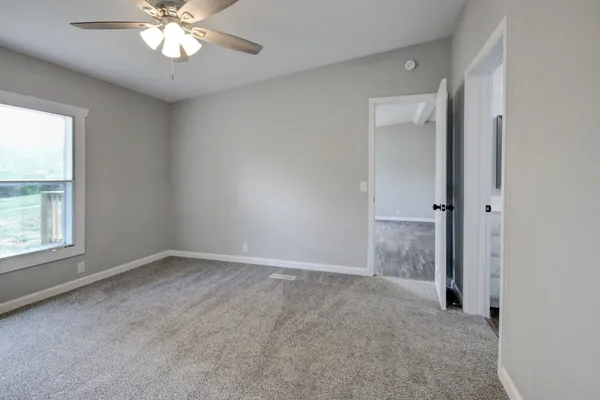 a view of a room with racks on the wall