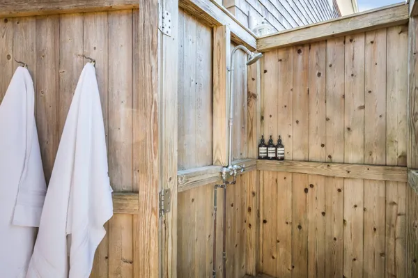 an aerial view of beach and ocean