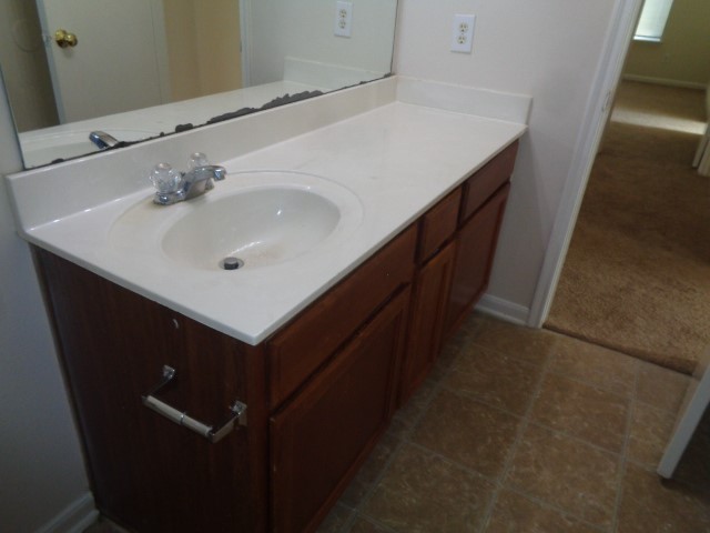 13018 Kingston Point Lane Houston, TX 77047 - Photo 24 of 28 a bathroom with a sink and a mirror