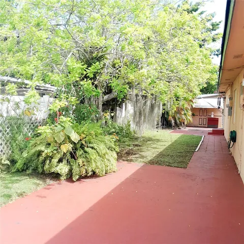 a view of a garden with plants