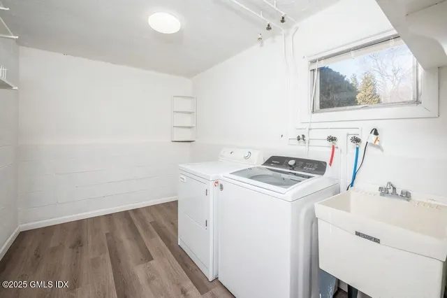 a utility room with dryer and washer