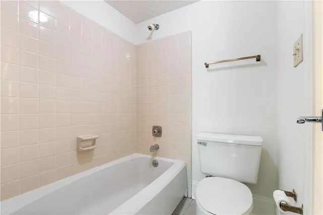 a bathroom with a toilet and a bathtub