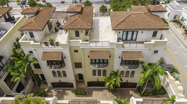 a front view of a multi story building