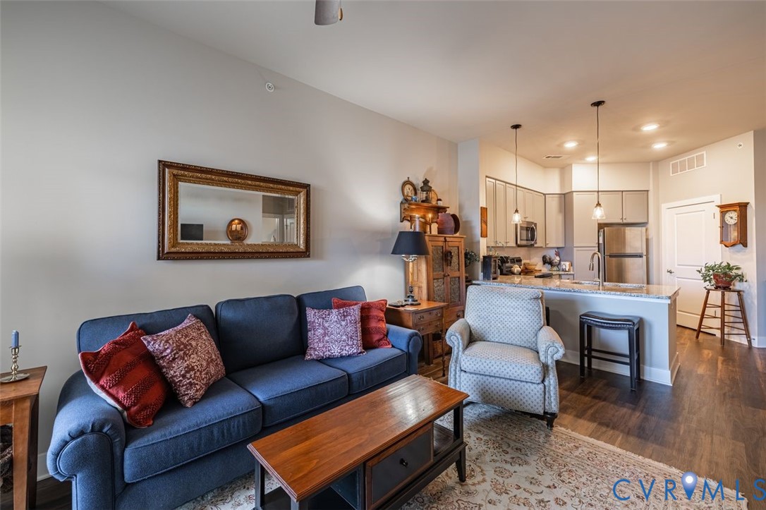 10521 Stony Bluff Drive, Unit 402 Ashland, VA 23005 - Photo 12 of 45 Living area with dark wood-type flooring and reces