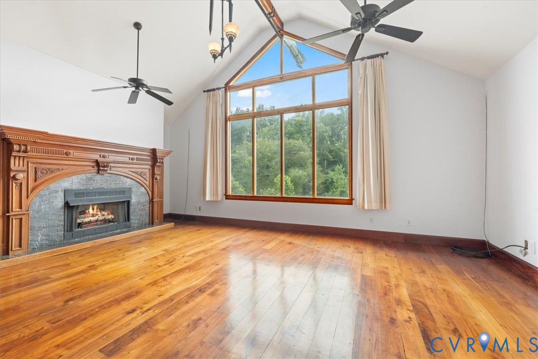 1208 Manteo Road Buckingham, VA 23921 - Photo 3 of 44 an empty room with windows fireplace and wooden floor