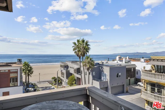 a view of a balcony with wooden floor and a potted plant