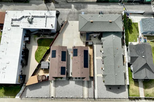 an aerial view of multiple houses