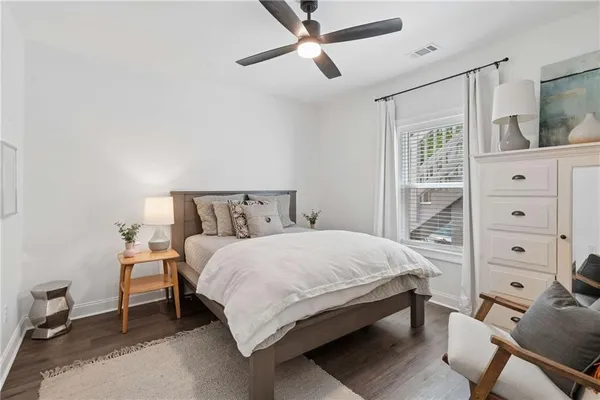 a room with a table and chairs