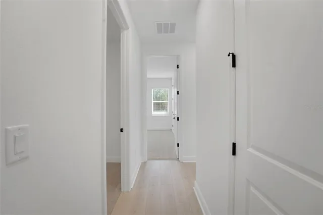 a view of a small space with a window