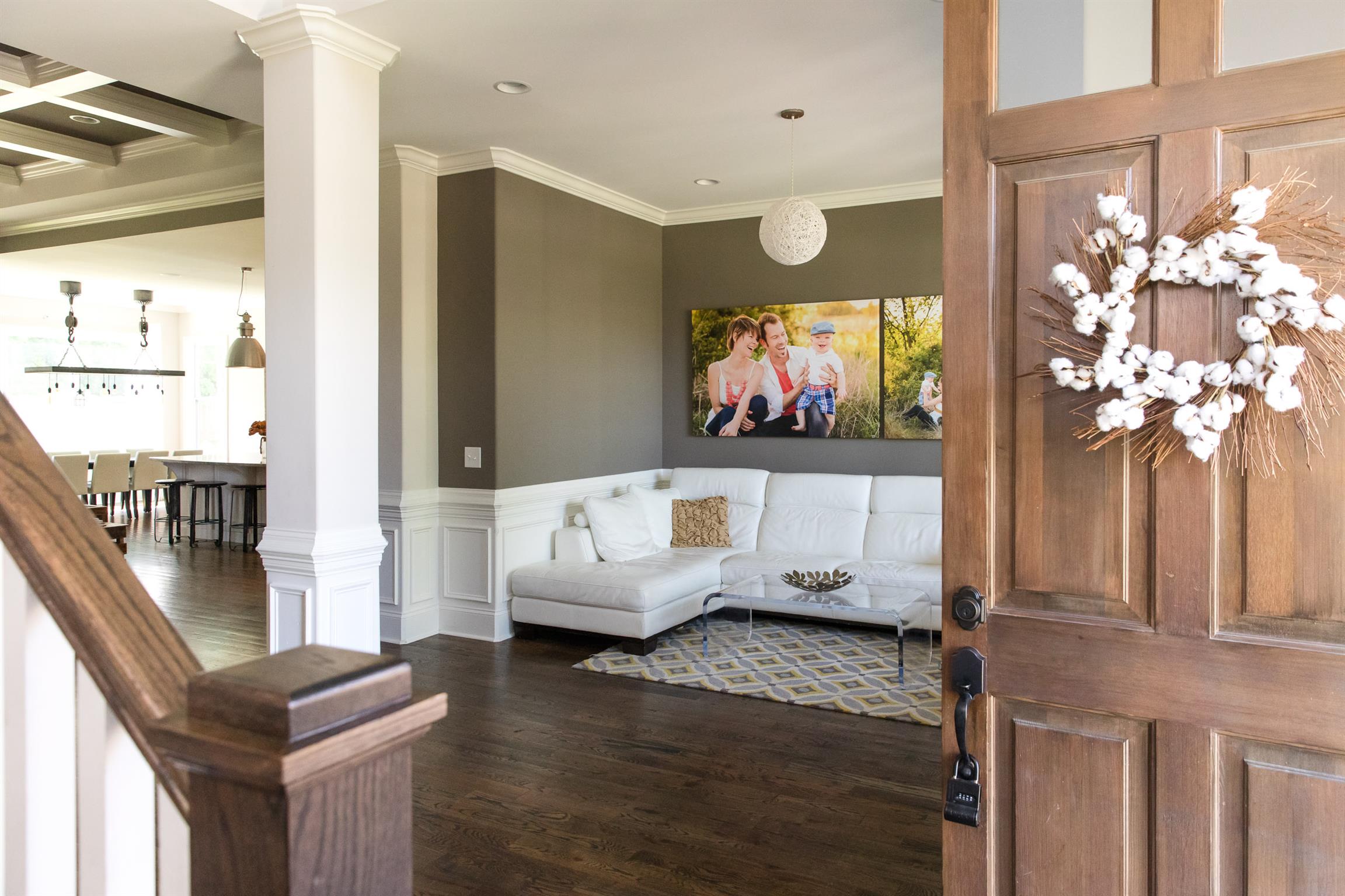 4309 Gallant Ridge Drive Franklin, TN 37064 - Photo 2 of 30 Plan opens to Formal Dining (currently used as Den) & Living Room. Details: Wainscoting, crown, deep baseboards, architectural columns, & bullnose drywall corners.