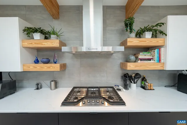 a view of dining room with wooden furniture