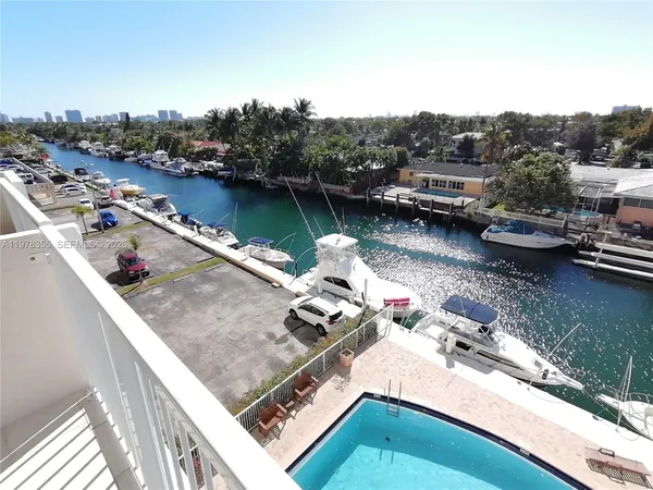 a view of a lake with a terrace