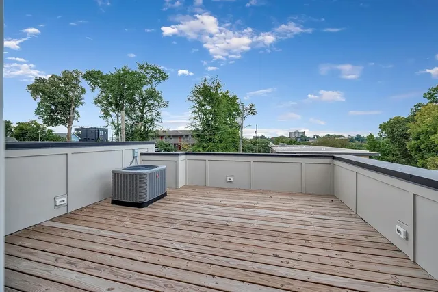 a view of a terrace with sky view