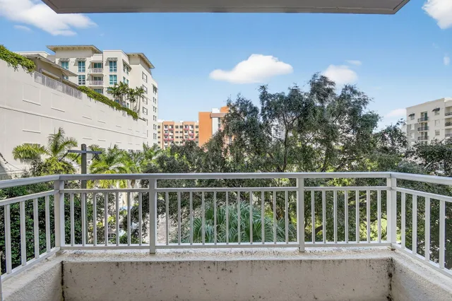 a view of a balcony with an outdoor space