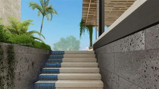 a view of swimming pool with outdoor seating and plants