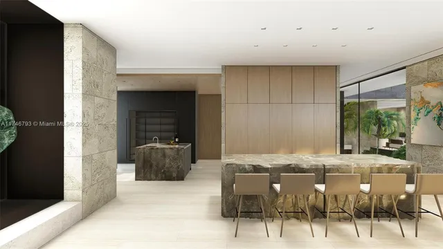 a bedroom with a bed and a mirror