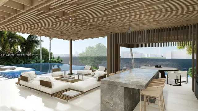 a building outdoor space with patio furniture