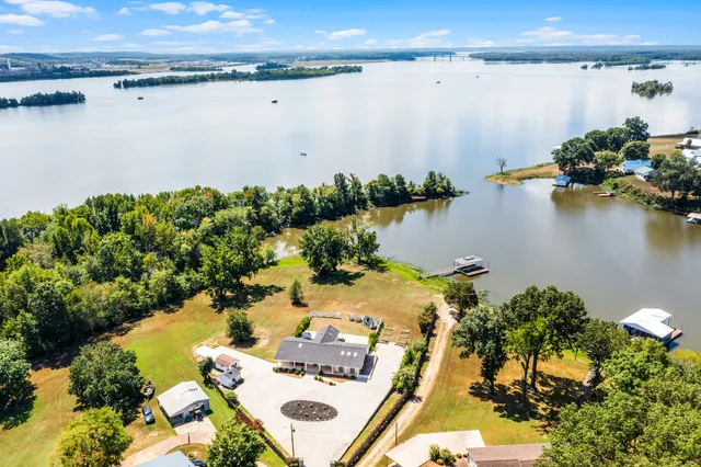 a view of a lake with outdoor space