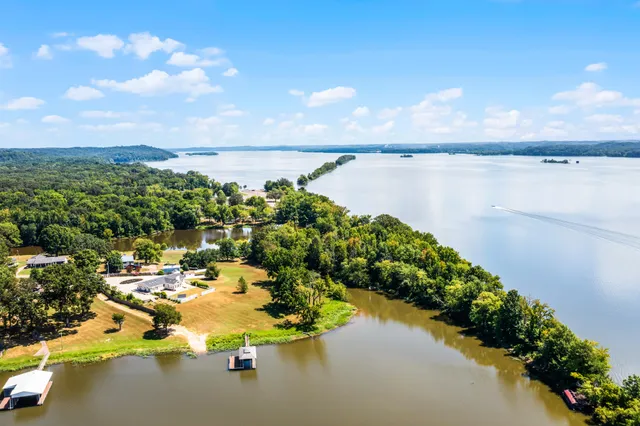 a view of a lake with a mountain