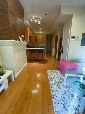 a lobby with furniture